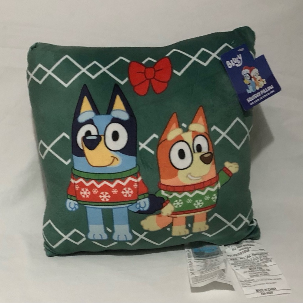 Bluey Holiday Decorative squishy Pillow - Green.12”X12”